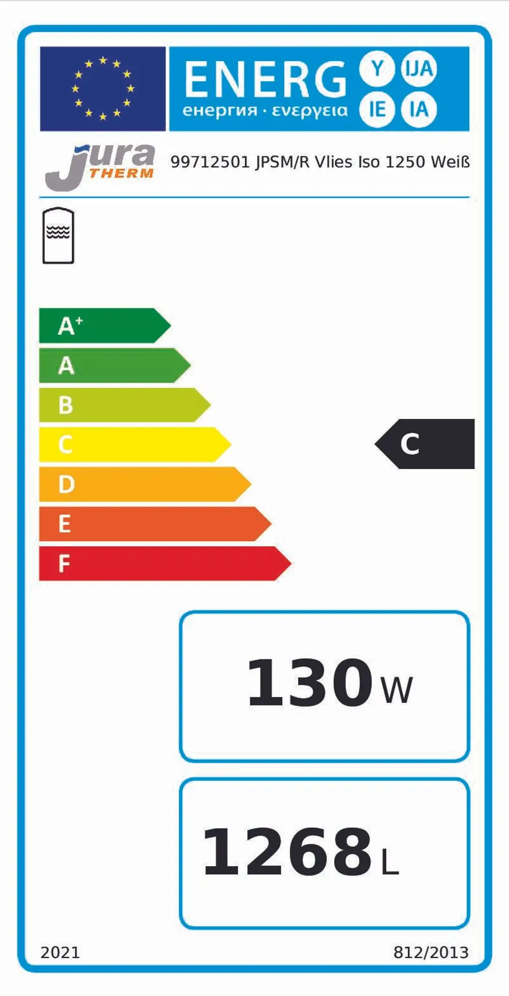 Juratherm-Vlies-Isolierung-JPSM-R-RR-JPSL-R-RR-Typ-1250-Weiss-Isolierstaerke-130-mm-99712501_99712501 Energieeffizienzklasse C